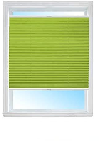 Plissee NACH MAß mit Klemmfix Rollo Jalousie, Easyfix klemmträger ohne Bohren verspannt/Faltrollo für Fenster/Farbe & Größe wählbar (Grün, Breite: 51-60cm, Höhe: 70-90cm)