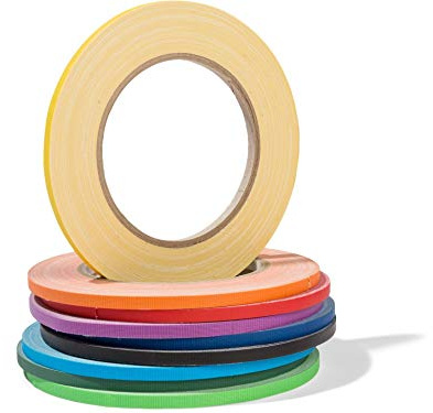Modulor Gewebeband-Set Gaffa, 9 Rollen, 5 mm x 25 m, Rainbow-Farben | PE-beschichtetes Gewebe mit stark haftendem Kautschuk-Klebstoff; Rainbowfarben für Markierung, Bühne, Atelier und Werkstatt