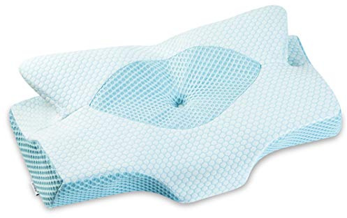 Elviros Funda de Almohada de Espuma Viscoelástica con Contorno Cervical, Funda de Almohada Reemplazable (Azul, Solo Funda de Almohada) | Cubierta Reemplazable y Transpirable para Almohada de Espuma de Memorial, Gris Azul
