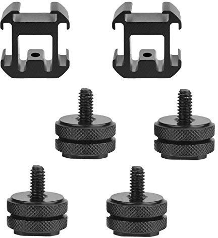 Goysen 4 Pack Hot Shoe Mount to 1/4-20 Tripod Screw Adapter, with 2 Pack Triple Hot Shoe Mount Rotary Connector for LED Monitors, Microphones, Audio Recorder & Studio Flash Video Camera