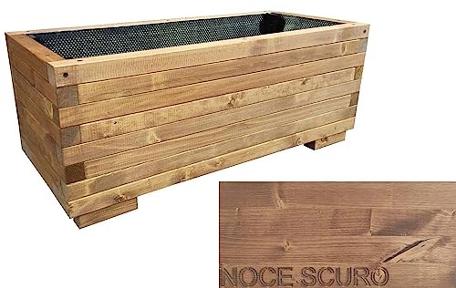 TOTAL WOOD 2012, Jardinera Modelo ISI, en Madera Vidrio Impregnada para Plantas con Vaina Interior, Complemento de Decoración, Made in Italy También a Medida (100x40x40, Nogal Oscuro)