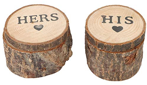 HERCHR 2 Stück Benutzerdefinierte Eheringschatulle, Gravierte Holzringbox, Ringkissen Zur Hochzeit, Holz Ring Box Ringkissen Hochzeit Ring Schatulle Ringschachtel Vintage Hochzeitsdeko