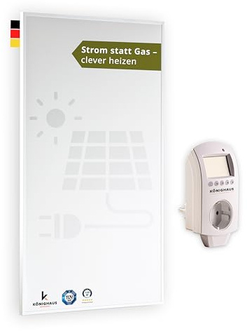 Könighaus Infrarot Wandheizung - 450 Watt inkl. Smart Thermostat - Infrarotheizung mit TÜV SÜD & 5 Jahren Garantie - Doppelter Überhitzungsschutz - Heizt Räume von bis zu 12 m² - Sofort einsatzbereit