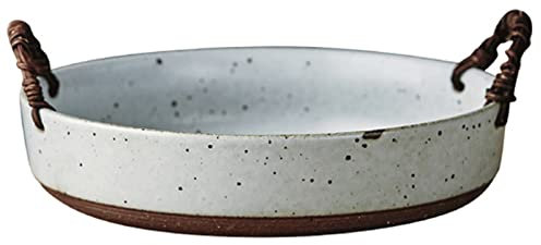 UNNS Serviertabletts Keramikschale servierendes Tablett mit Griffrunde Fach Food Food Breakfast Party Tablett Couchtisch-Tablett Dekoratives Tablett (Size : B)