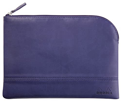 Rhodia 116737C - Rhodiarama pochette zippé en simili cuir italien - taille L (21x28 cm) BLEU NUIT