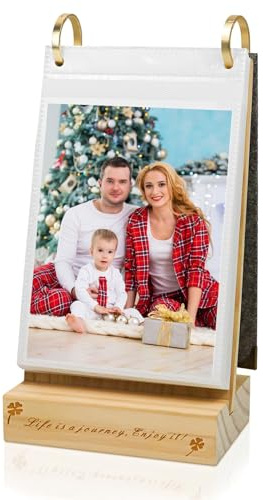 ZEEYUAN 10,2 x 15,2 cm Flip-Fotoalbum, Ständer auf dem Schreibtisch, 60 Taschen, vertikales 10,2 x 15,2 cm, doppelseitig, Foto-Geschenke für Thanksgiving, Weihnachten