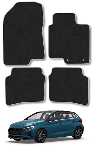 Fits Hyundai i20 (2020+) [Mild Hybrid] Carpet Car Mats | Grey Edge Trim Tailored Fit Floor Mats Full Coverage Protection Accessories Easy Clean Anti Slip Made in the UK