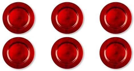 Excelsa Sottosotto Set 6 Sottopiatti, Rosso, Plastica PP, Riutilizzabile, Diametro 33 cm.