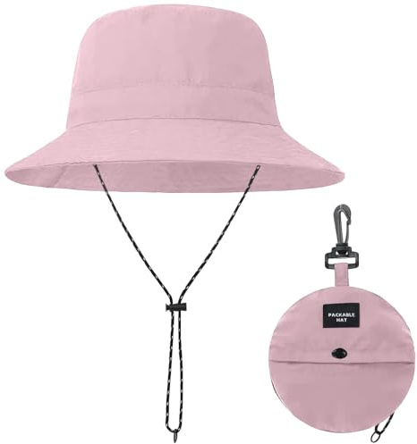 BBXWANG Cappello da Pescatore Ripiegabili da Donna, Cappello Estivo Leggero Regolabile Cappello da Pescatore da Spiaggia Pieghevole (IT, Testo, Taglia Unica, Pink)