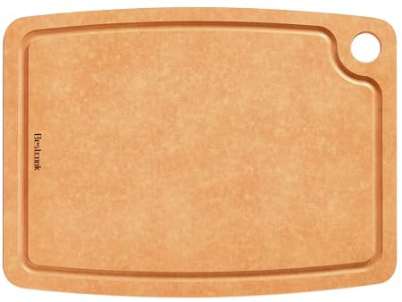 BESTCOOK Tagliere in Fibra di Legno con Fessura per Il Succo, Lavabile in Lavastoviglie, Piedini Antiscivolo, Senza BPA, non Poroso, Resistente per la Cucina, Adatto ai Coltelli per Carne, Legno