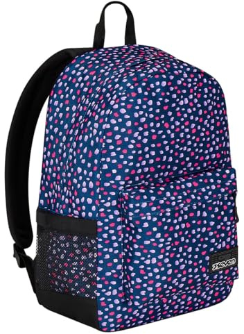 Seven Zaino Monoscomparto IschoolPack, Viola e Rosa, Con Pawer Banck integrato e Usb Plug, Tasca Porta Borraccia, Zaino Scuola e Viaggio, Bambini e Ragazzi.