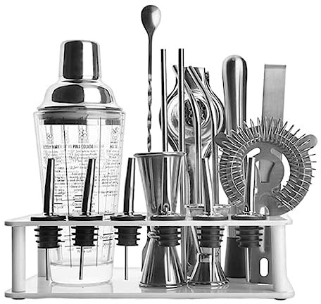 Professionale Barman Set, Set Per La Preparazione Di Cocktail Da 400 Ml Con Supporto Set Di Agitatori Per Cocktail In Vetro Set Di Strumenti Da Bar Kit Da Barista Shaker Cocktail Kit (Color : B, Siz
