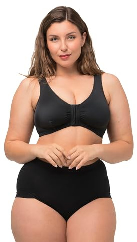 Ulla Popken Damen große Größen Übergrößen Plus Size Bustier, Still-BH, Vorderverschluss schwarz 105F 689668100-105F