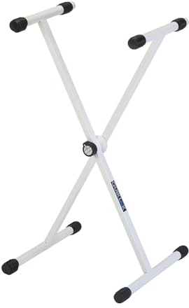 QUIK LOK - T10-WH X-förmiger Keyboardständer Weiß, Keyboardständer, 9 Höhenstufen, Verstellbar in X-Form, Basis-Tiefe 46,3 cm, Träger-Tiefe 35,7 cm, Weiß