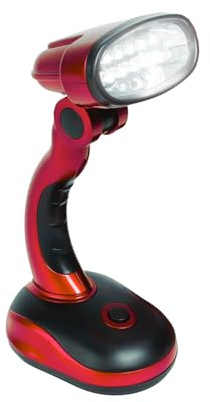 Garden Mile Rote tragbare Schreibtischlampe – batteriebetriebene Tischlampe mit 12 weißen LED-Lichtern – flexible schnurlose kabellose Nachttischlampen – moderne Beleuchtung für Camping, Zuhause,