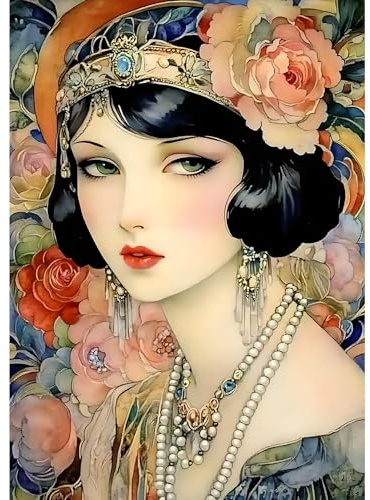 MXJSUA Diamond Painting, Mujer Belleza Retro Pintura Diamante Kit Manualidades Adultos, Diamond Painting Adultos Dibujos con Diamantes para la Decoración de la Pared del Hogar 30x40 cm