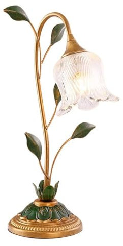 Soffione doccia Lampada da scrivania con fiori antichi Fiore di vetro accanto a lampade da tavolo Lampada da comodino rurale, Lampade da comodino da tavolo floreali retrò per camera da letto Soggiorno