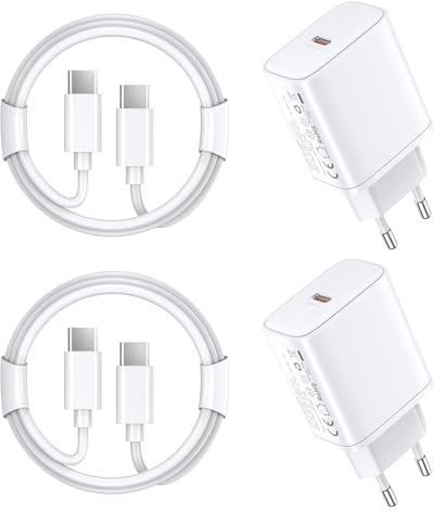 45W Chargeur USB C Rapide for iPhone 17 16 15/17 16 15 Pro/17 16 15 Pro Max/17 Air/16 15 Plus/iPad Pro/iPad Air, Samsung S25 S24 S23, 2-Pack Prise Adaptateur et Type C 2M Cable Secteur Fast Charger