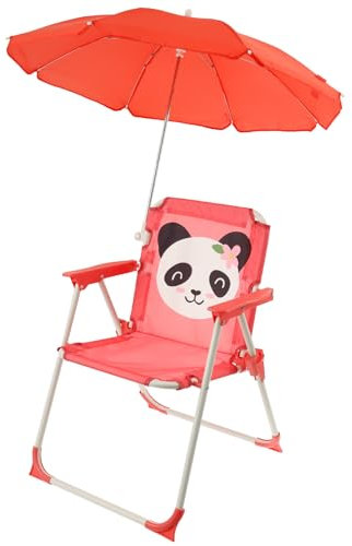 HuhWafee Silla de playa para niños, diseño de animales dulces, sillas plegables portátiles, sombrilla incluida, ideal para parque, jardín y viajes al aire libre