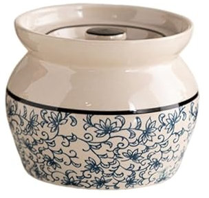 XYUERU Ceramic soup pot with lid, retro enamel pot double ear stockpot, flower porcelain tureen ramen bowl for family meals, dessert bowl onion soup bowls(Blue)