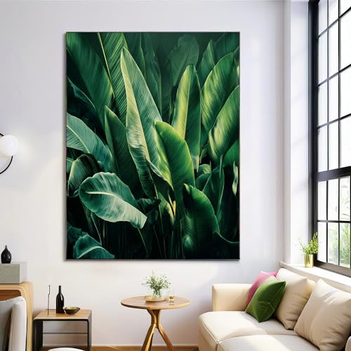 Feuilles Bananier Mur Art Poster Tropical Plantes Impression Mur Poster Salle de Bains Chambre Salon Décoration 30×40 cm Unframed