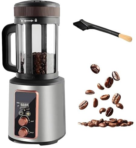 WhAeoy TorréFacteur éLectrique à Air Chaud, 400g 2200W avec éCran LED NuméRique Et Visualisation Transparente, TempéRature RéGlable De 150-240°C, pour Café, Restaurant, Maison,Silver
