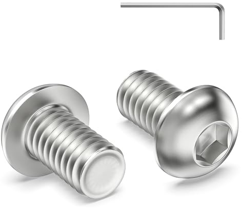 Zuyya 60 Stück Linsenkopfschrauben M6 x 10 mm Flachkopfschrauben M6 | Edelstahlschrauben Innensechskant, Edelstahl A2 V2A, Vollgewinde Halbrundkopfschrauben mit Innensechskantschlussel