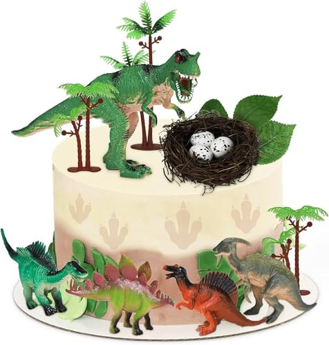 ZWLIYCHN Dinosaurier Tortendeko 18 Stück, Dino Kuchen Deko Cake Topper, Dino Dschungel Thema Geburtstag Tortendeko für Geburtstagsfeier Thema Party Deko