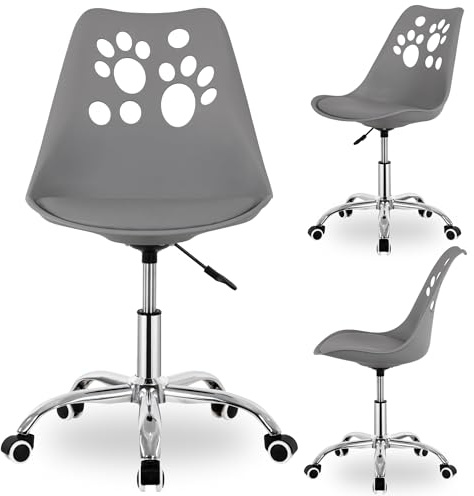 Springos Chaise de bureau, pour enfant à partir de 6 ans, hauteur réglable, pivotante, ergonomique, avec roulettes et rembourrage, chaise de bureau moderne, pour l'apprentissage et l'école, grise