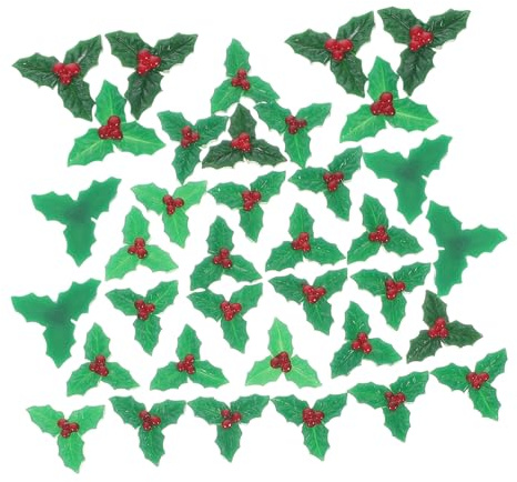 Parliky 30 Piezas Adornos Acebo y Bayas Decoraciones Navideñas de Resina Accesorios DIY Manualidades Festivas