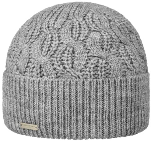 Seeberger Landesta kuvertmössa, stickad mössa, dammössa, vintermössa, beanie dam – med kuvert, foder höst-vinter, vinter, GRÅ, one size