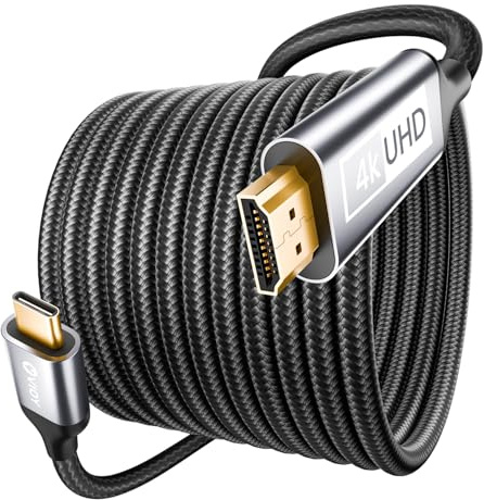 VIOY USB C to HDMI Cable 2M, 4K@30HZ Type c to HDMI Braided Cord(Thunderbolt 3/4) Compatible for Macbook Pro/Air, Iphone 16/15 Pro/Max, iPad, Dell XPS Series, Galaxy, Projector, Monitor, TV