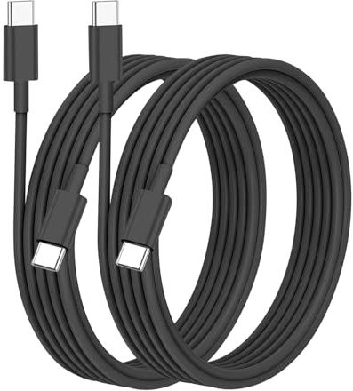 USB C to USB C Charger Cable for iPhone 15/16/17 Fast Charging, 60W Type C Charging Fast Charging Cable for iPhone17/16/15 Pro Max, iPad Pro/Air/Mini, Samsung, Pixel (Black, 2M, 2PCS)