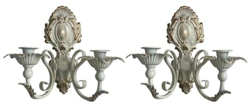 Sharplace Wandkerzenhalter im Vintage-Design aus, EIN echter Blickfang für die Wohnzimmerdekoration zum Jahrestag, Weiß