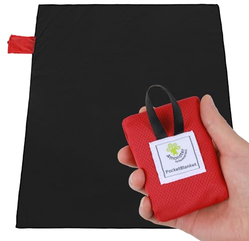 2 in 1 Beach Blanket Waterproof Sandproof Pocket Picnic Outdoor Mat with Portable Bag, 1 People Foldable Sand Free Hiking Grass Ground Camping Music Festival Car Travel Roadtrip Rv Essential (Red)
