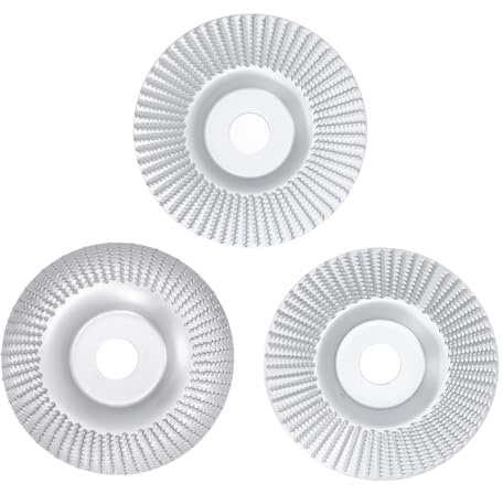 Cloimei Set di 3 dischi per intaglio del legno, 125 mm, 22 mm, mole piatte curve, smussate, per smerigliatrice angolare da 4 pollici, modellatura del legno, intaglio della radice,