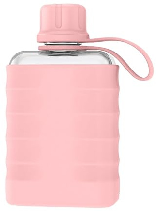 Generico Borraccia Rettangolare,240ml Antigoccia Leggera Con Custodia In Silicone,Bottiglie Piatte Borraccia da Viaggio | Per Pendolarismo Ufficio Viaggi Fitness Outdoor Campeggio Trekking Ciclismo