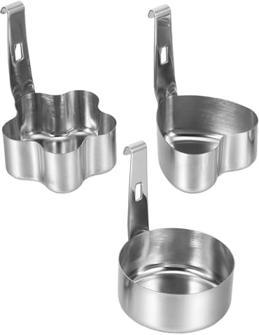 Zerodeko Molde para Huevos Escalfados de Acero Inoxidable en Forma de Corazón y Flor, 3 Piezas, Desmontable, Adecuado para Cocina Saludable y Desayuno