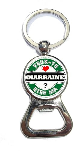 Porte-clé décapsuleur Veux-tu être ma marraine? Cadeau original pour fête de naissance, bapteme, anniversaire, Noël. marraineCadeau parrain