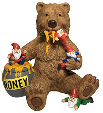 GlitZGlam Ours et Gnomes Miniatures avec Miel, Une Statue de Nain de Jardin pour Votre Jardin enchanté