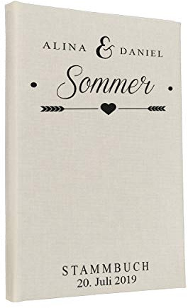 Hochzeitideal Stammbuch der Familie, Familienstammbuch, Buchbinderleinen, Nr. 133 inkl. Personalisierung (Creme)