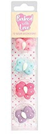 Baked with Love - Handmade Edible Sugar Cupcake Decorations, 12 Pieces - Butterfly Sugar Pipings, Multicolour