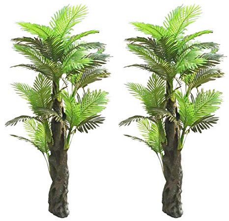 Amerique Künstliche Pflanzen, 1,8 m, mehrköpfig, Tropische Palmen, mit Standstamm, Real Touch Technologie, mit UV-Schutz, super Qualität, Grün, 15,2 cm, 2 Paar