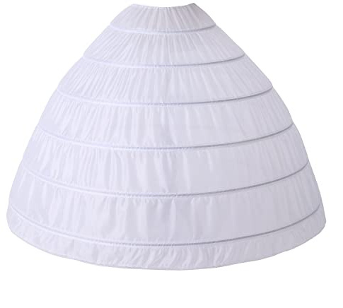 AWSALE Full A-line 6 Hoop Crinoline Petticoat Underskirt for Women Wedding Dress WPT146 White