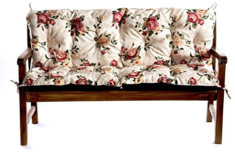 Gutekissen® Cuscino per panchina, Cuscino per seduta, Cuscino per schienale, Cuscino da giardino, Altalena da giardino, Mobili da giardino L (150x60x50, Fiori 4)