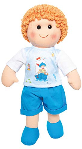 Heless 63 – Bambola di stoffa per ragazzo Fiete con outfit marittimo, circa 32 cm morbida bambola per coccolare, giocare e amare