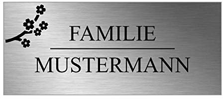 Edelstahl Türschild mit Namen | Klingelschild mit Gravur | Namensschild Briefkasten | Briefkastenschild | Hausschild - Schild selbst gestalten - Größe | Motiv | Schrift | selbstklebend | Bohrung