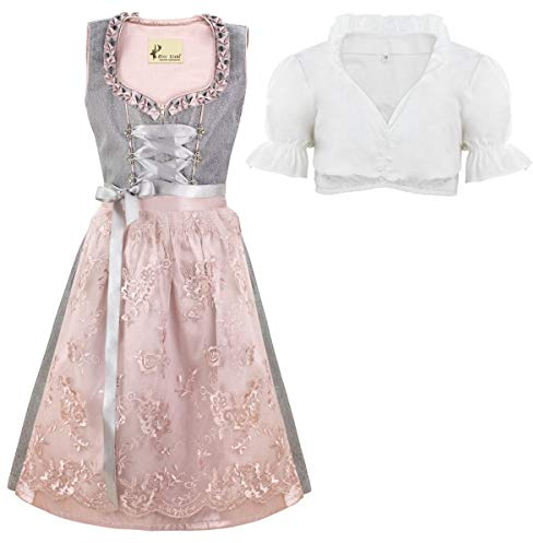 Alte Liebe 3tlg. Mädchen Dirndl Spitzenschürze KD-103/152, Kleid Länge 91cm