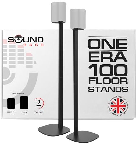 One / Era100 Supporto per Altoparlanti, Doppia (2 Pezzi), Nero | Supporto da Terra Compatibile con Sonos One, Play:1, Gen 2, SL | Design Futuro-Compatibile Anche con ERA 100