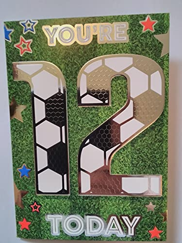 Express Yourself Geburtstagskarte für 12 Jahre, mit Umschlag, Fußball-Zahlen-Design, 19,5 x 13,5 cm
